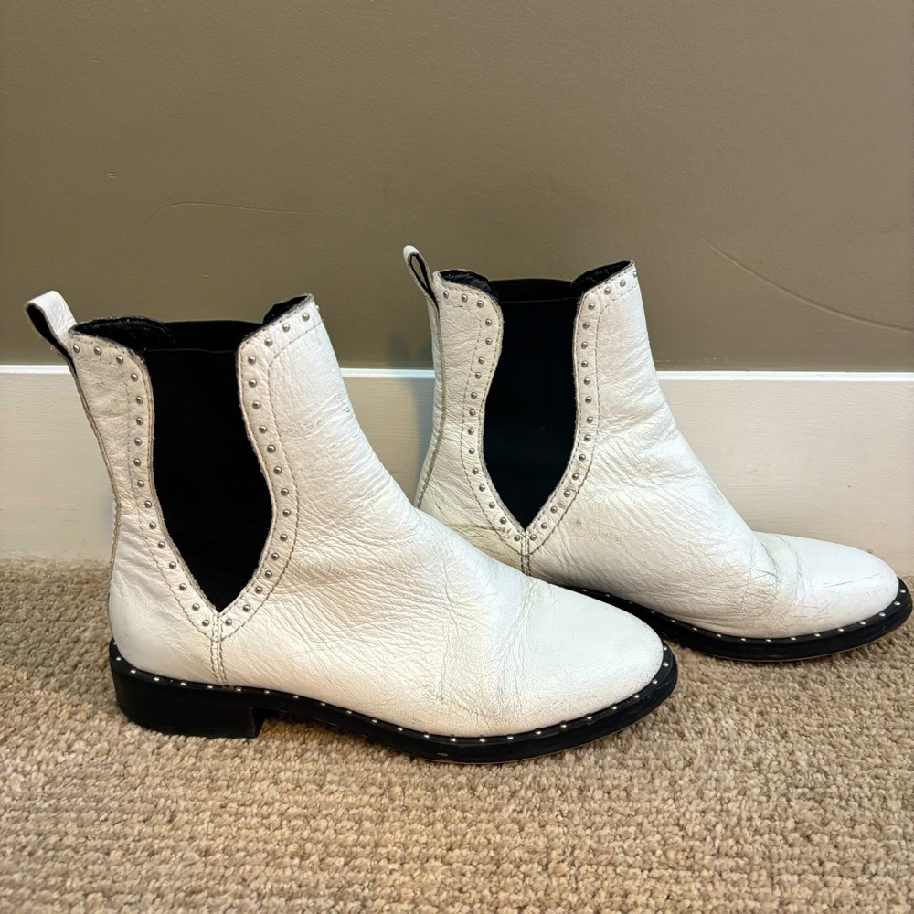 Rebecca Minkoff Distressed White Sabeen Boot - size 6.5